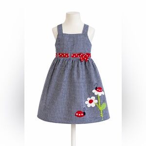 Emily Rose Toddler Dress 5T Gingham Ladybug Daisy Applique Red Bow Easter Spring